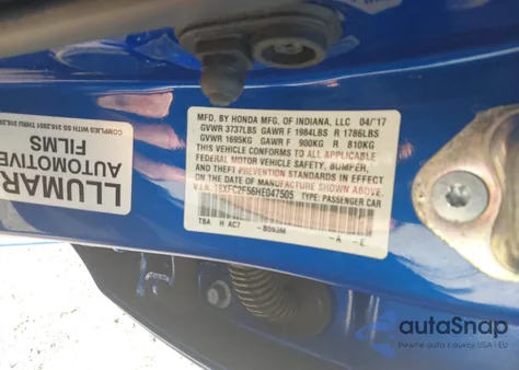 2017 Honda Civic Lx z USA, uszkodzony, nr VIN 19XFC2F56HE047505